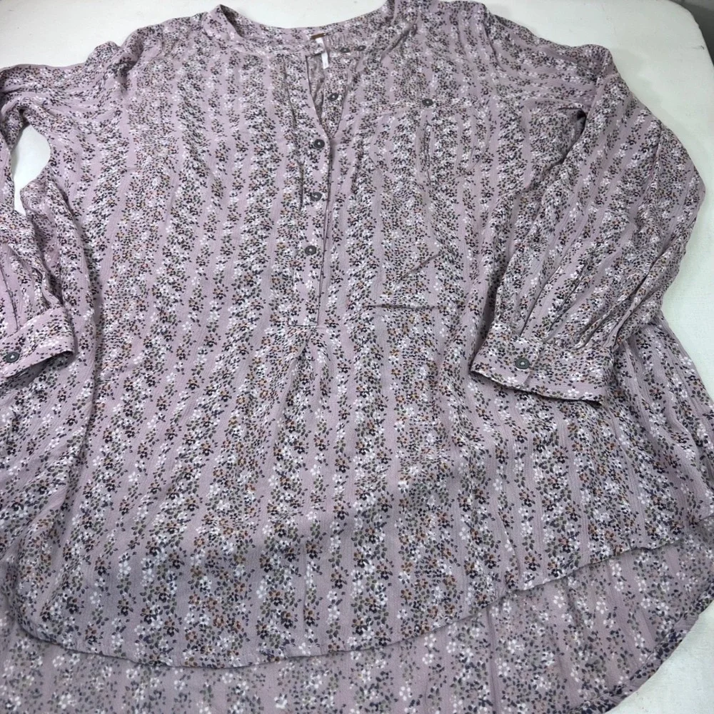 Free People Purple Floral Top Lavender Small Cottagecore‎ Fairycore Boho Peasant